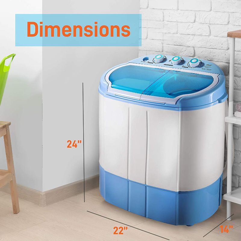 Photo 1 of Upgraded Version Pyle Portable Washer & Spin Dryer, Mini Washing Machine, Twin Tubs, Spin Cycle w/ Hose, 11lbs. Capacity, 110V - Ideal For Compact Laundry
