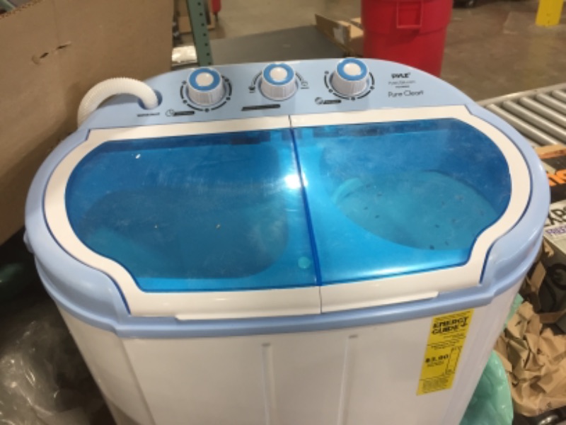 Photo 1 of Upgraded Version Pyle Portable Washer & Spin Dryer, Mini Washing Machine, Twin Tubs, Spin Cycle w/ Hose, 11lbs. Capacity, 110V - Ideal For Compact Laundry
