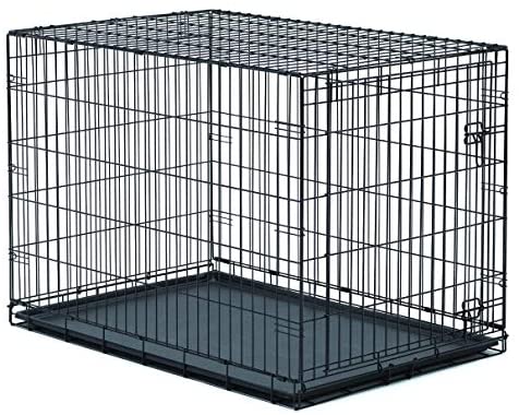 Photo 1 of  New World 48" Double Door Folding Metal Dog Crate, Includes Leak-Proof Plastic Tray; Dog Crate Measures 48L x 30W x 33H Inches, Fits XL Dog Breeds