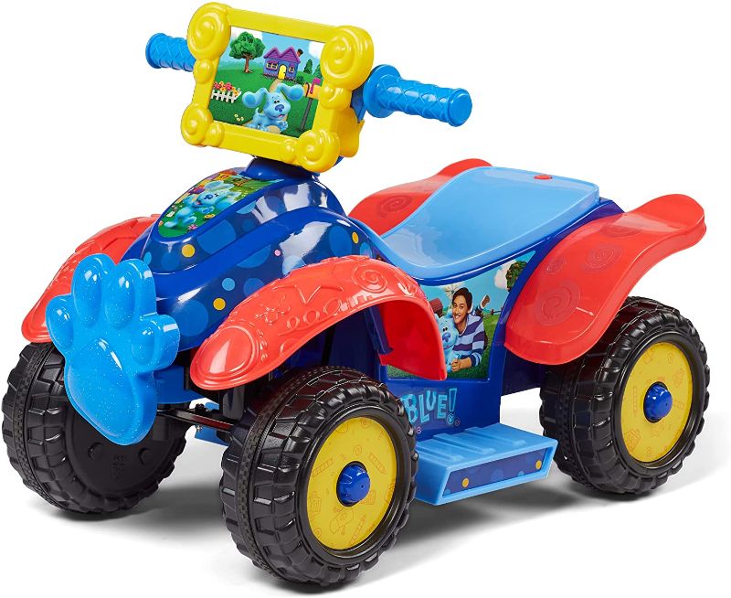 Photo 1 of Kid Trax Blues Clues & You! Skidoo Toddler Electric Quad Ride On Toy, 6 Volt, Kids 1.5-2.5 Years Old, Max Rider Weight 44 lbs, Blue,KT1616 **BATTERY NOT INCLUDED!!!!!!**
