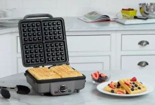 Photo 1 of Cuisinart Breakfast Central 4-Slice Belgian Waffle Maker with Pancake Plates - Stainless Steel - WAF-300P1