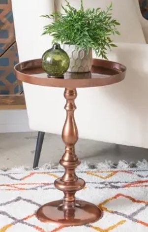 Photo 1 of Zelda Antique Copper Pedestal Side Table