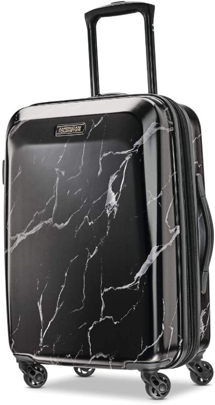 Photo 1 of American Tourister Moonlight Hardside Expandable Luggage with Spinner Wheels, Black Marble, Checked-Large 28-Inch
