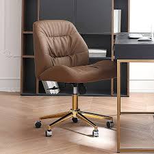 Photo 1 of Leather Home and Office Desk Chair with No Arms Ergonomic Computer Task Rolling Swivel Chair
