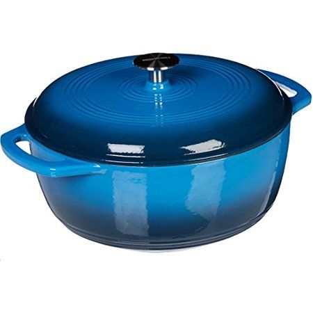 Photo 1 of Basics Enameled Cast Iron Covered Dutch Oven, 6-Quart, Blue
