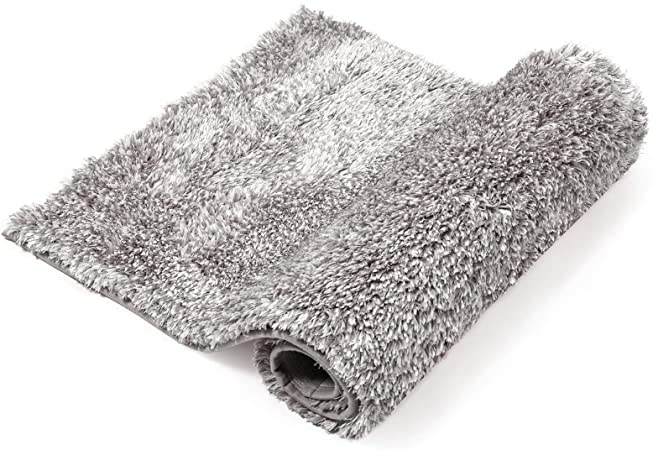 Photo 1 of BEQHAUSE Bath Rug ,16”x24”,100% Polyester Extra Shaggy Soft and Non-Slip Machine Washable Dry Bathroom Mats,Thick Plush Rugs for Bathroom Bathtub Kids Tub Shower, Gray
