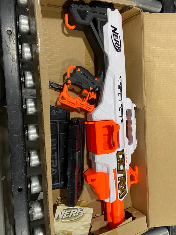 Photo 2 of  NERF Ultra Select Fully Motorized Blaster, Fire for Distance or Accuracy, Includes Clips and Darts, Compatible Only Ultra Darts BATTERIES NOT INCLUDED