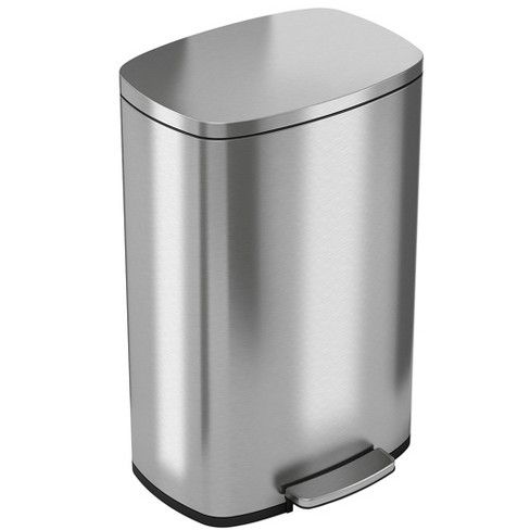 Photo 1 of iTouchless Step Pedal Kitchen Trash Can with AbsorbX Odor Filter and Removable Inner Bucket 13.2 Gallon Rectangular Stainless Steel
