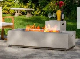 Photo 1 of Aidan Outdoor 50,000 BTU Rectangular Fire Table with Tank Holder by Christopher Knight Home - Grey/Off-White
