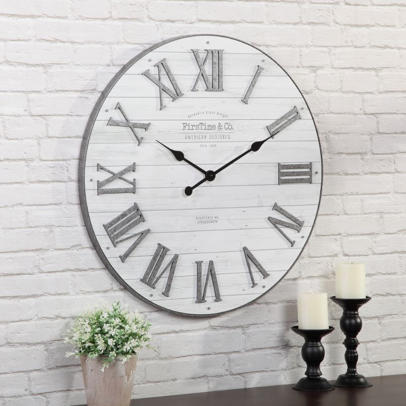 Photo 1 of FirsTime & Co.® Emmett Farmhouse Shiplap Wall Clock, Silver Galvanized, 27 in
