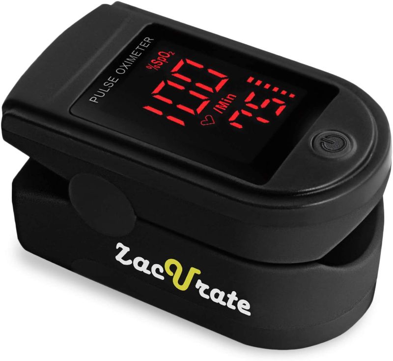 Photo 1 of Zacurate Pro Series 500DL Fingertip Pulse Oximeter Blood Oxygen Saturation Monitor with Silicon Cover, Batteries and Lanyard (Royal Black)
