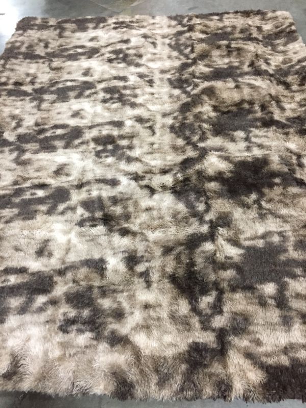 Photo 3 of 90" x 150" inch shades of brown fluffy rug