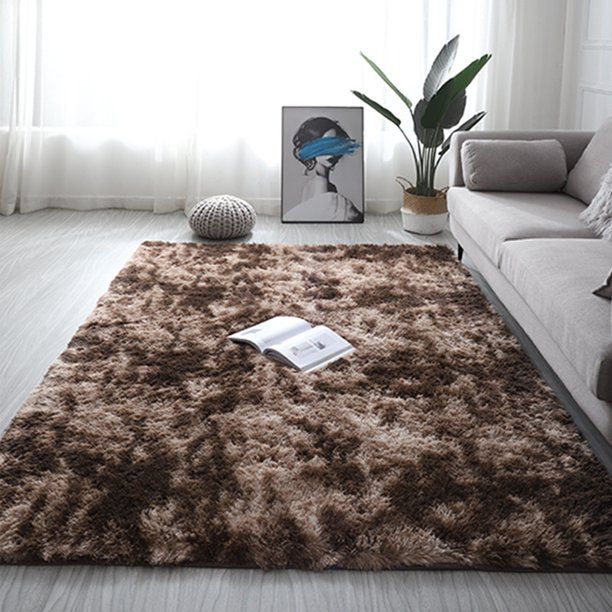 Photo 1 of 90" x 150" inch shades of brown fluffy rug