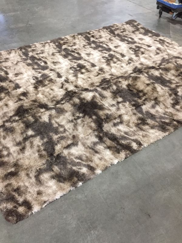 Photo 2 of 90" x 150" inch shades of brown fluffy rug