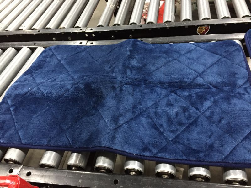 Photo 2 of 31" x 18" royal blue bath mat and standard toilet matt set