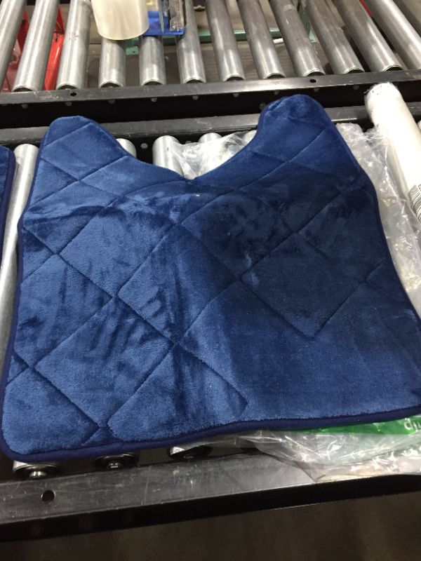 Photo 3 of 31" x 18" royal blue bath mat and standard toilet matt set