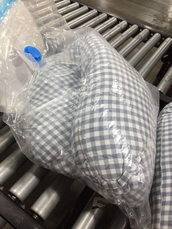 Photo 2 of 58 inch pregnancy pillow, plaid blue design, 3 pieces