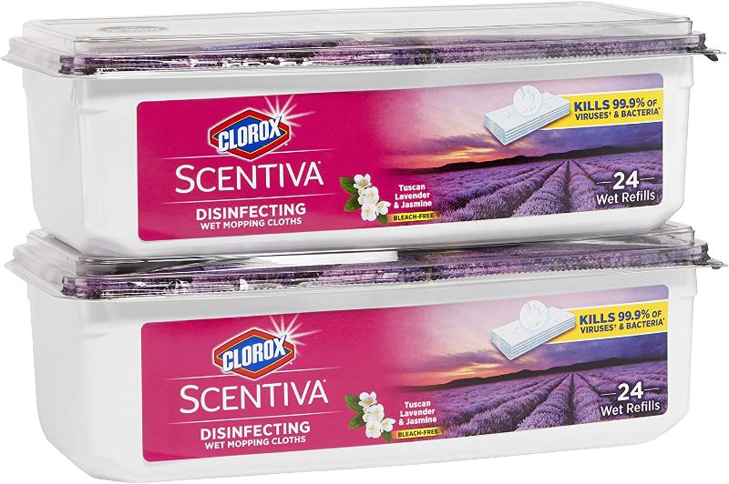 Photo 1 of Clorox Scentiva Disinfecting Wet Mop Pad, Tuscan Lavender&Jasmine, 24 Ct, 2 Pack 