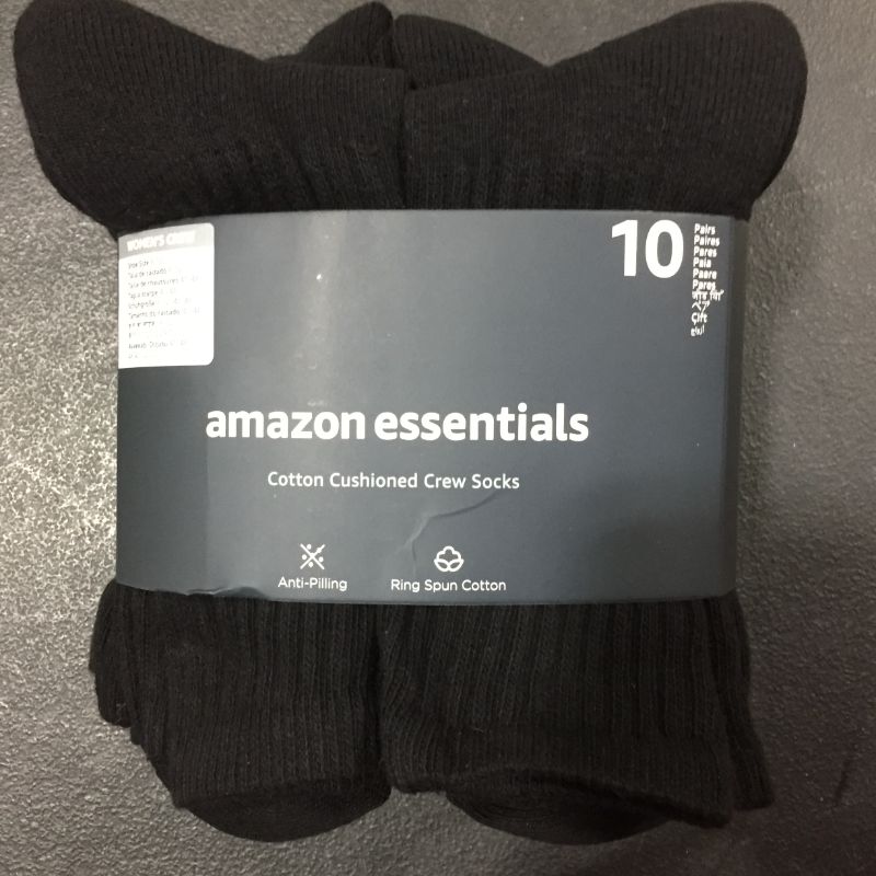 Photo 2 of Amazon Essentials Women's 10-Pack Cotton Cushioned Crew Socks size 8-12