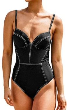 Photo 1 of CUPSHE Women's One Piece Swimsuit Contrast Stitched Underwire Bathing Suit size:3X