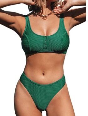 Photo 1 of CUPSHE Women's Bikini Swimsuit Buttoned Two Piece Bathing Suit size:xxl