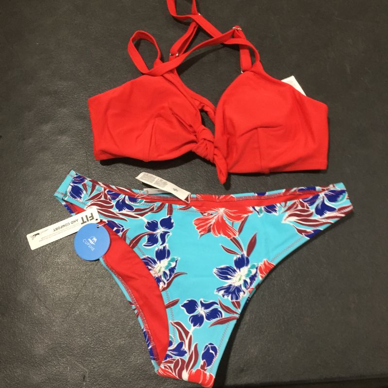 Photo 2 of CUPSHE Women's Floral Print Knot Adjustable Bikini Sets Two Piece Bathing Suit size:L