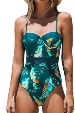 Photo 1 of CUPSHE Women's One Piece Swimsuit Floral Print Tummy Control Bathing Suit size:M