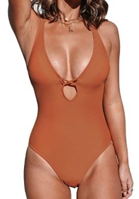 Photo 1 of CUPSHE Women's One Piece Swimsuit Strappy Crochet Back Cross Bathing Suit size S