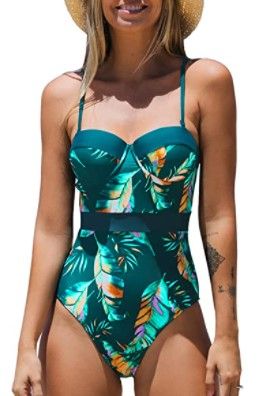 Photo 1 of CUPSHE Women's Tropical Leafy Moulded Adjustable Straps One Piece Swimsuit size S