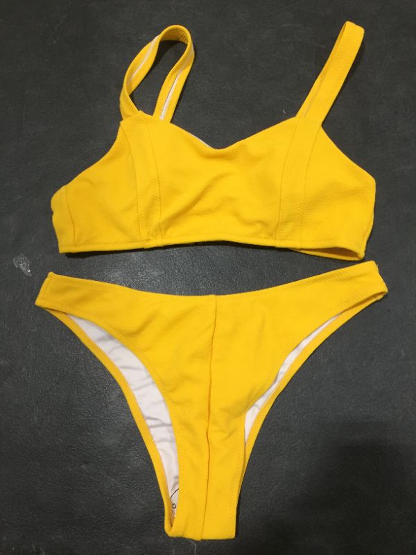 Photo 1 of cupshe womens yellow 2 piece bikini size S