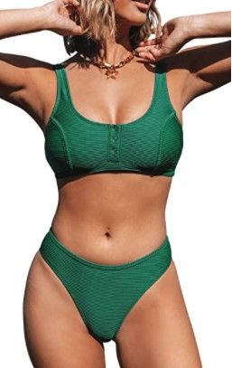 Photo 1 of CUPSHE Women's Bikini Swimsuit Buttoned Two Piece Bathing Suit size M