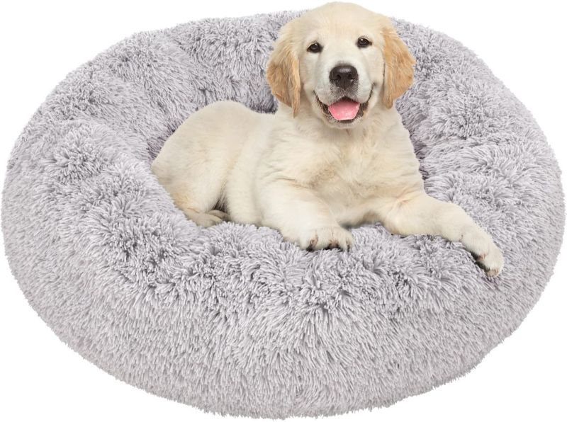 Photo 1 of Active Pets Plush Calming Dog Bed, Donut Dog Bed for Small Dogs, Medium & Large, Anti Anxiety Dog Bed, Soft Fuzzy Calming Bed for Dogs & Cats, Comfy Cat Bed, Marshmallow Cuddler Nest Calming Pet Bed
