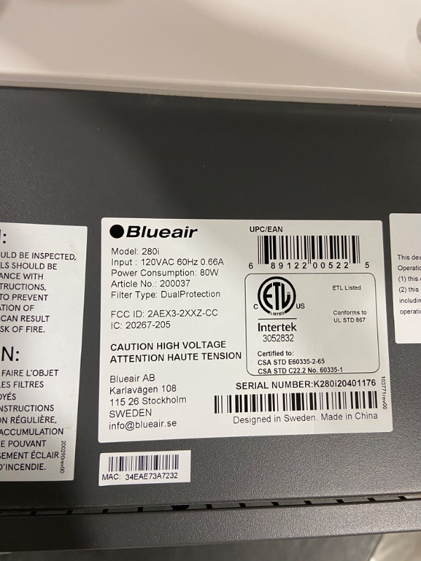 Photo 3 of Blueair 280i Classic Series Air Purifier
