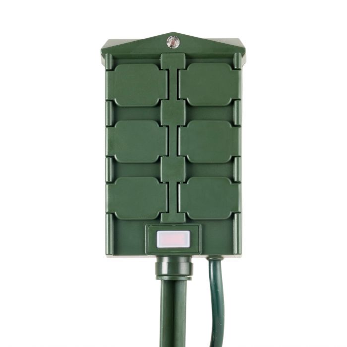 Photo 1 of MyTouchSmart Outdoor 6-Outlet Light Sensing Yard Stake Timer, Green
