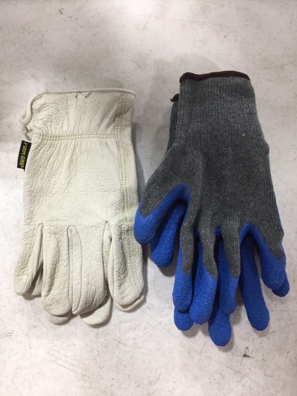 Photo 1 of FIRM GRIP WORK GLOVES, 2 PAIRS, SIZE LARGE. PRE-OWNED CONDITION.