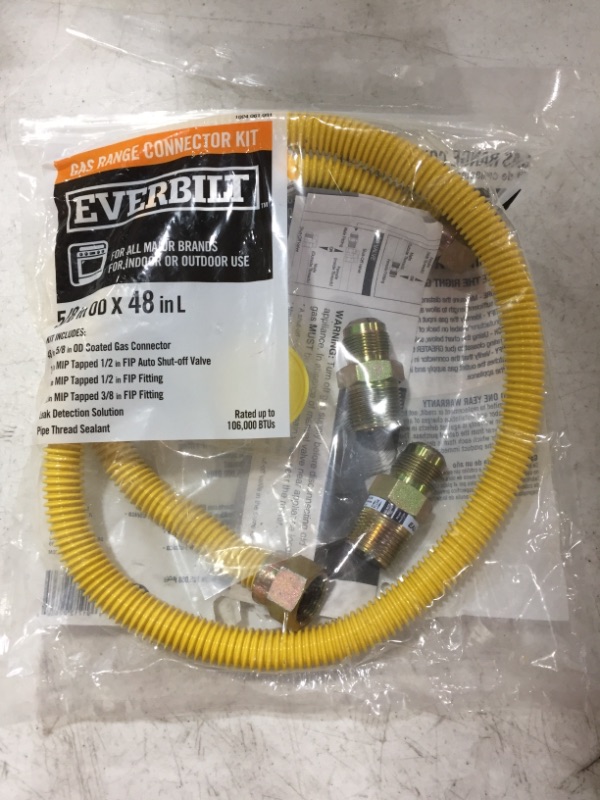 Photo 2 of 48 Inch Gas Hose Connector Kit for Stove, Dryer, Gas Water Heater, Pipe Diameter 1/2-3/4 Inch, Connector Size 1/2 in OD (1/2 in ID) MIP X 1/2 in, MIP X 3/4 in, Stainless Steel, Yellow Rind
