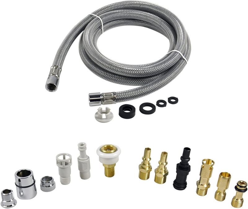 Photo 1 of DANCO Kitchen Faucet Pull-Out Spray Hose Replacement Kit for Pullout Sprayer Heads | 57 inch Kink-Resistance Nylon Braided Faucet Hose (10912). MISSING ACCESSORIES.
