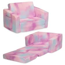 Photo 1 of Delta Children Cozee Flip-Out Chair - 2-in-1 Convertible Chair to Lounger for Kids, Pink Tie Dye
