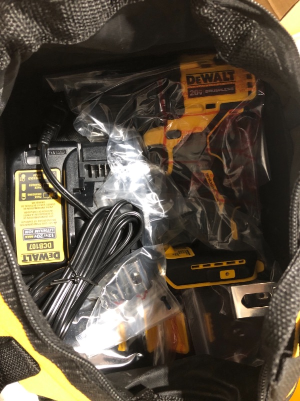 Photo 4 of DEWALT ATOMIC 20-Volt MAX Cordless Brushless Compact Drill/Impact Combo Kit (2-Tool) with (2) 1.3Ah Batteries, Charger & Bag