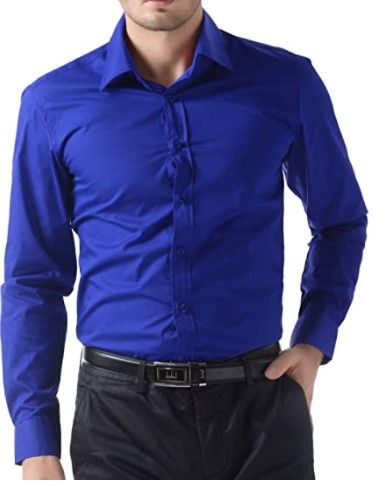 Photo 1 of 4 pack- Paul Jones Men's Long Sleeves Button Down Dress Shirts- Royal Blue- Large
