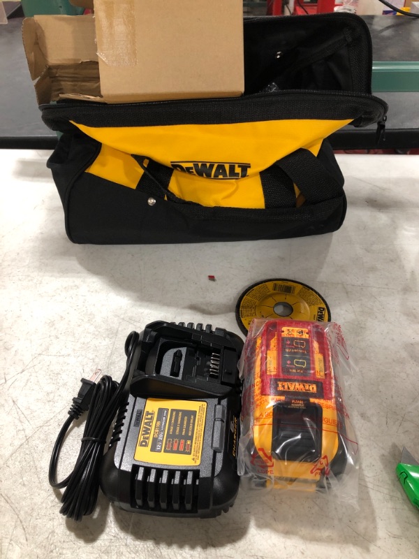 Photo 2 of DEWALT FLEXVOLT 60-Volt MAX Cordless Brushless 4-1/2 in. - 6 in. Small Angle Grinder & (1) FLEXVOLT 9.0Ah Battery ( TOOLMISSING )