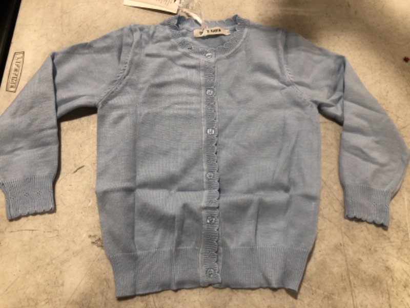 Photo 2 of GRACE KARIN Girls Essential Soft Knit Uniforms Button Down Cardigan Sweaters- Light Blue- 6Y
