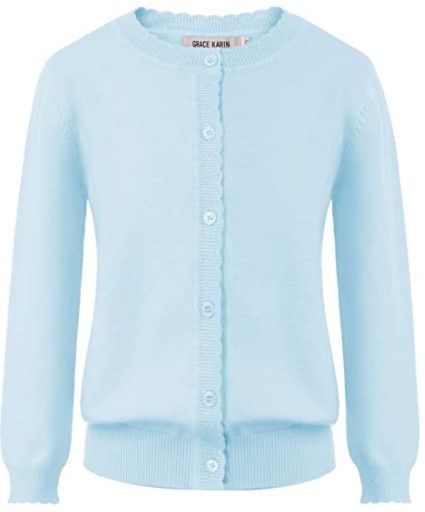 Photo 1 of GRACE KARIN Girls Essential Soft Knit Uniforms Button Down Cardigan Sweaters- Light Blue- 6Y
