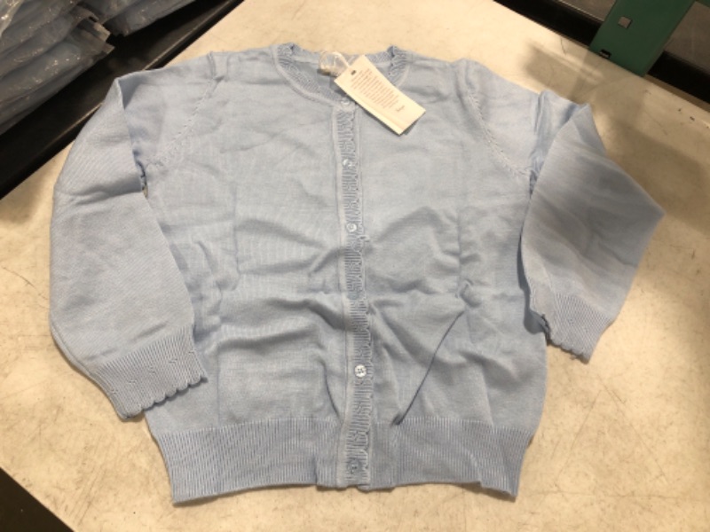 Photo 2 of GRACE KARIN Girls Essential Soft Knit Uniforms Button Down Cardigan Sweaters- Light Blue- 10Y
