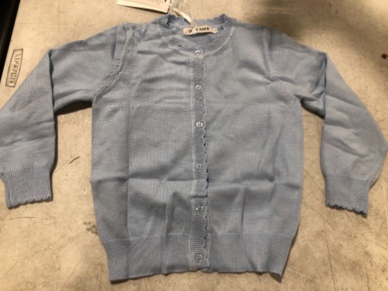 Photo 2 of GRACE KARIN Girls Essential Soft Knit Uniforms Button Down Cardigan Sweaters- Light Blue- 12Y
