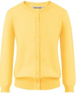 Photo 1 of GRACE KARIN Girls Essential Soft Knit Uniforms Button Down Cardigan Sweaters- Light Yellow- 7Y
