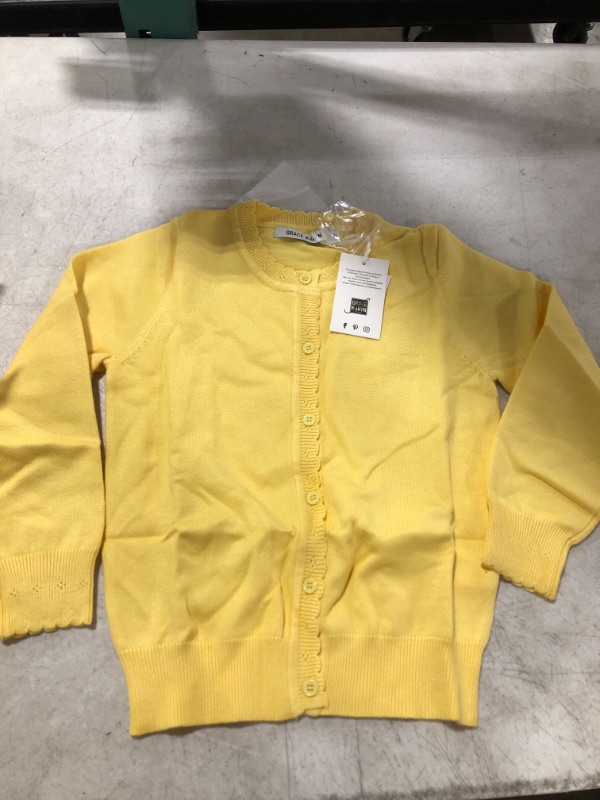 Photo 2 of GRACE KARIN Girls Essential Soft Knit Uniforms Button Down Cardigan Sweaters- Light Yellow- 7Y
