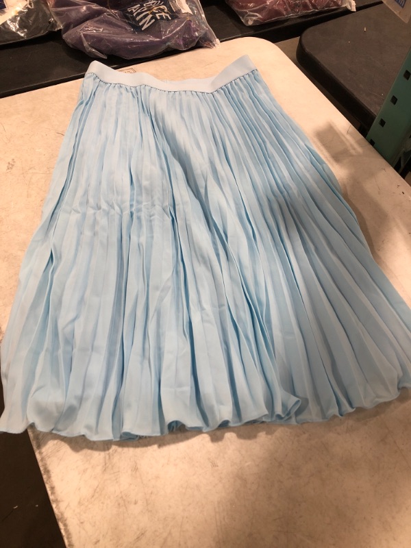 Photo 2 of GRACE KARIN Women High Elastic Waist Pleated Chiffon Skirt Midi Swing A-line Skirts- Light Blue- XL
