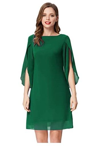 Photo 1 of GRACE KARIN Women Loose Chiffon Dress Elegant Evening Dress for Cocktail Party- Green-4XL
