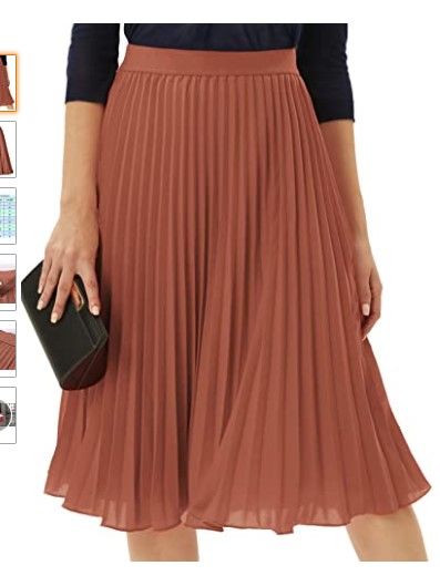 Photo 1 of GRACE KARIN Women High Elastic Waist Pleated Chiffon Skirt Midi Swing A-line Skirts- Brown- XL
